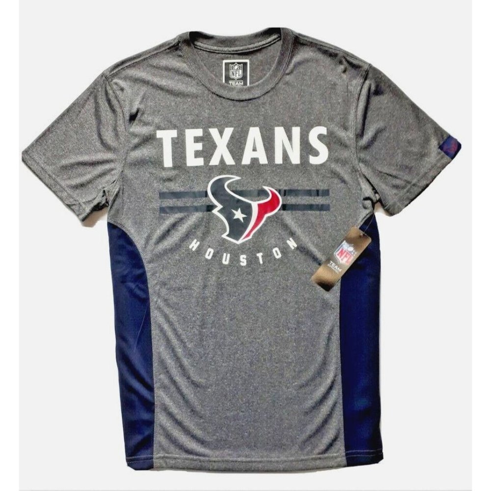 Houston Texans Mens Dri Fit Football Shirt T-Shirt Medium M Gray Blue Red